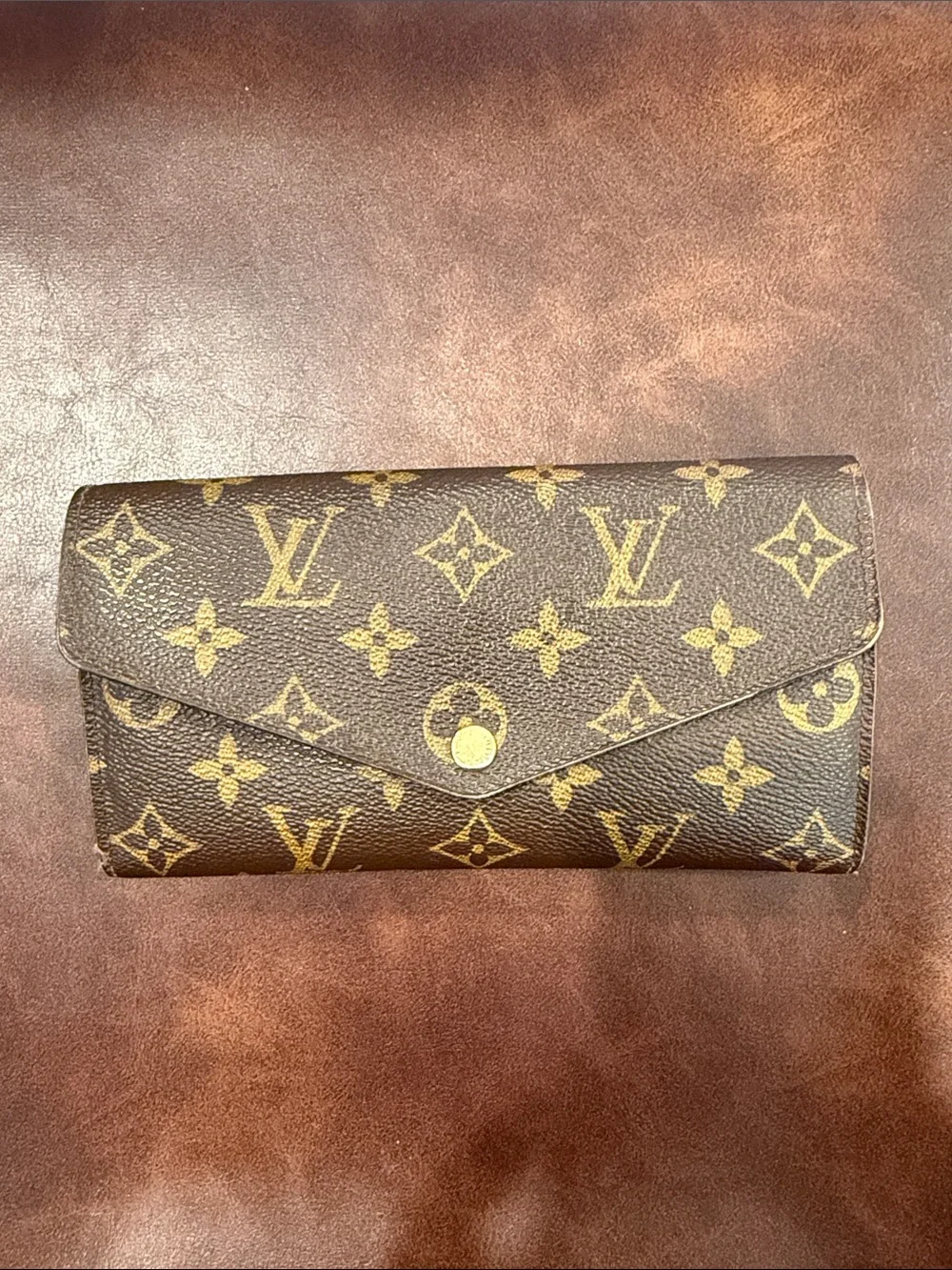 Louis Vuitton Monogram Canvas Envelope Wallet in Brown and Gold